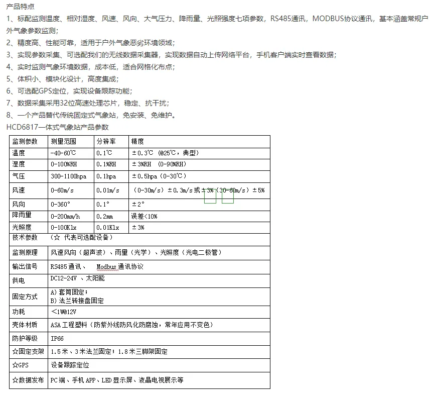 城市环境一体化超声波监测站